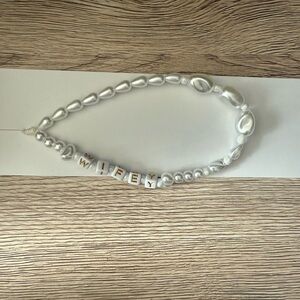 White Pearl 'WIFEY' cell phone charm